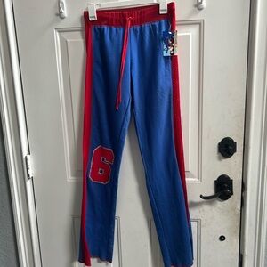 Y2K Junior Blue/ Red Athletic flare Joggers - Number 6 Accent Sz M